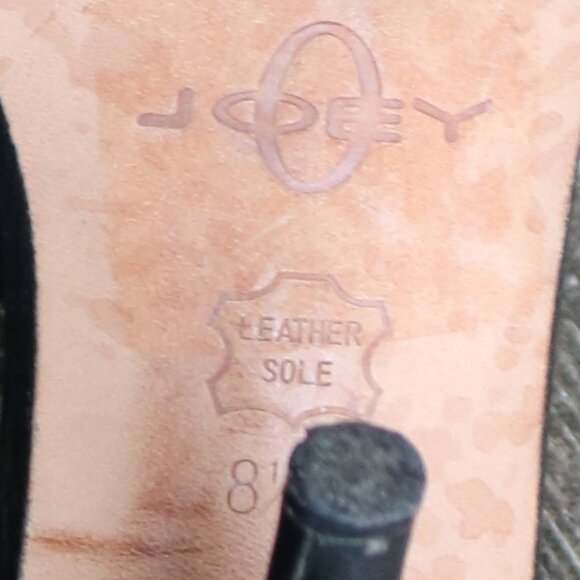 Joey O Black Leather Pleated Criss Cross Sling Back 4" Heels Sz 8.5 - Picture 7 of 7